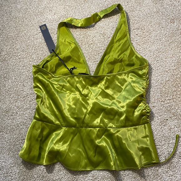 REVOLVE Riema Top House of Harlow 1960 MEDIUM nwt lime green satin summer blouse - Picture 6 of 7
